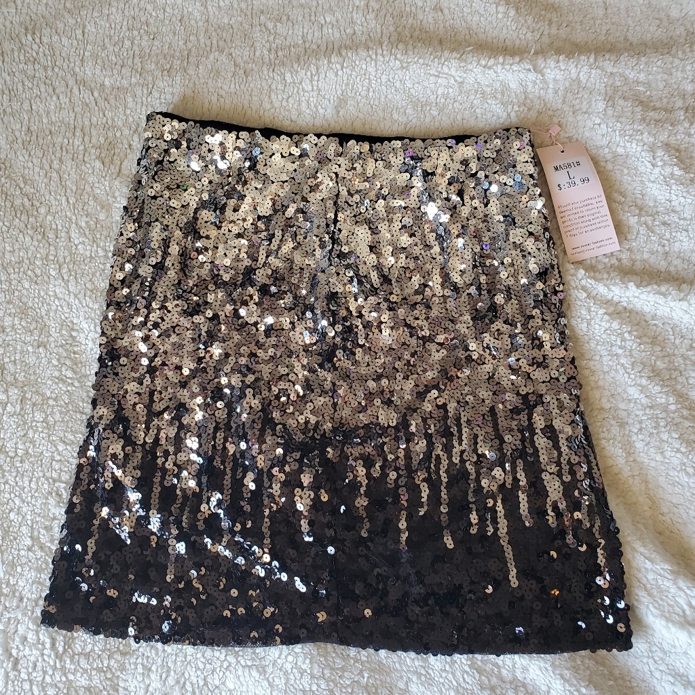 Maner Women's Sparkly sequin size, size L, silver and black.